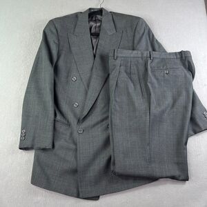 VTG EMERENGILDO ZEGNA Suit EU 50 US 40 Wool Pleats Plaid Cuffs Taglio Esclusivo